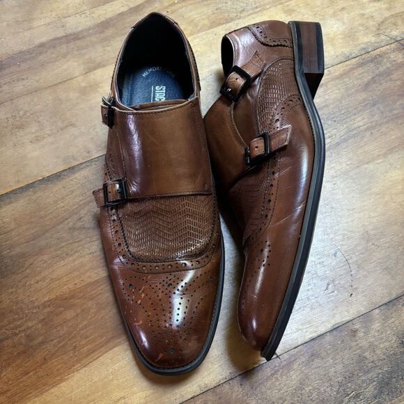 Stacy Adams Mabry Double Monk Strap Oxfords Mens Sz 9.5 M Brown Leather Shoes - Picture 5 of 16